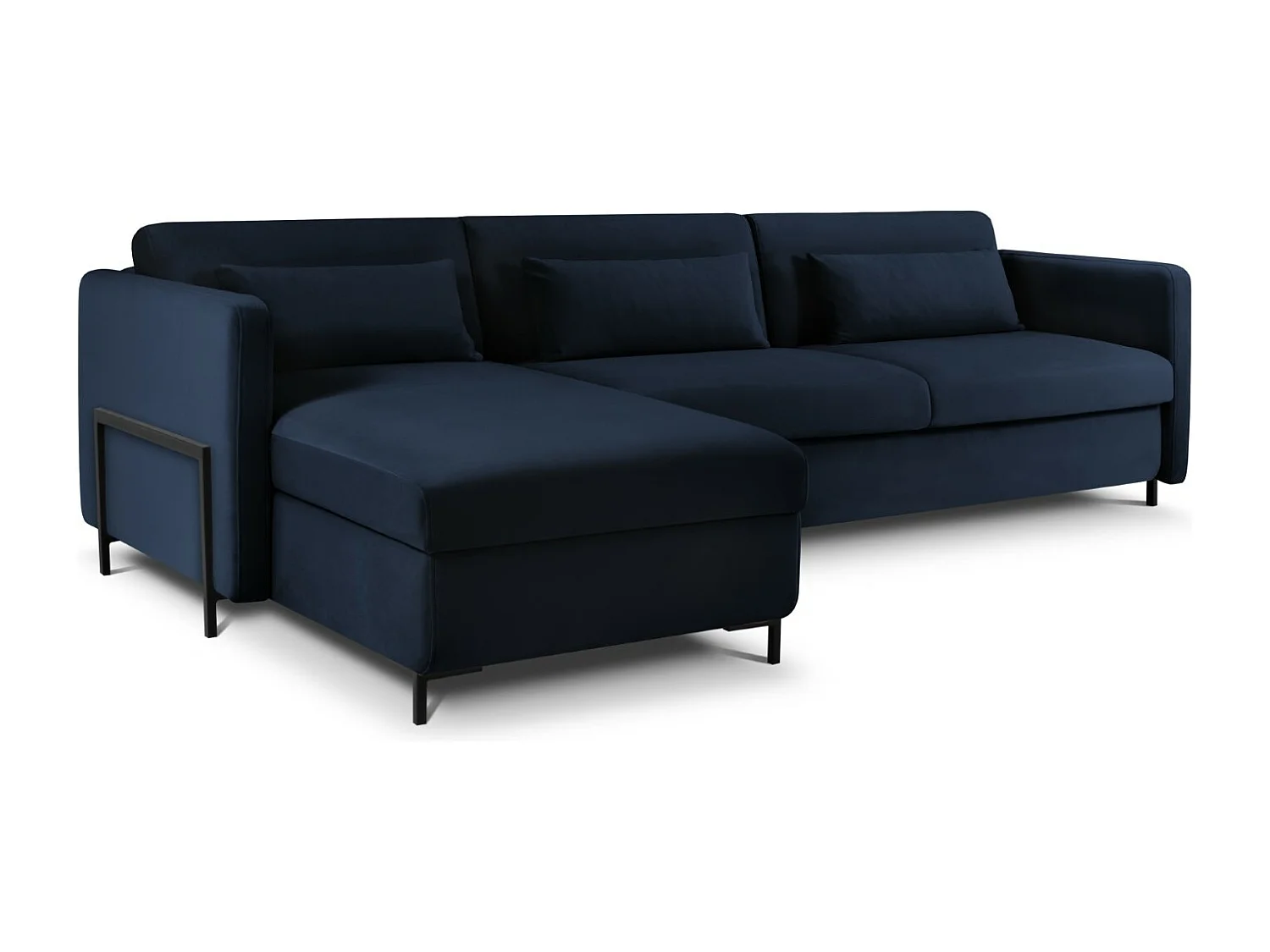 CXL by Christian Lacroix - 5-Sitzer ausklappbares Ecksofa links "Yanis" Sitzer aus Samt königsblau - 280x170x80cm