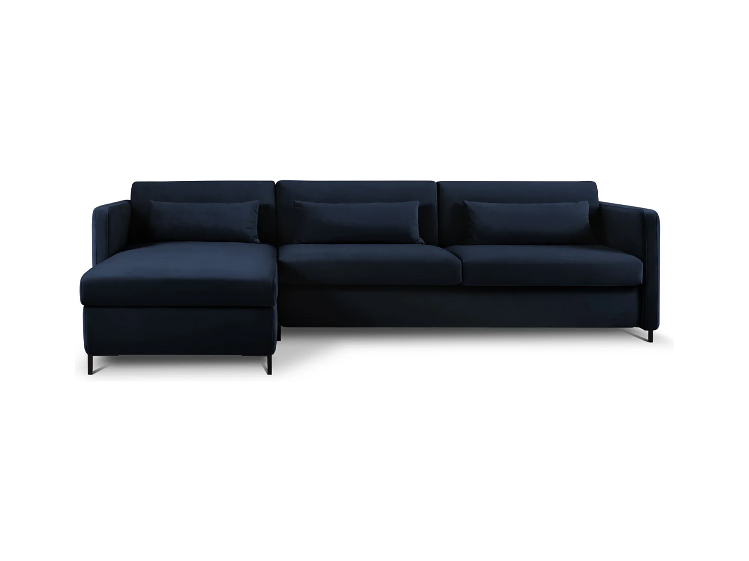 CXL by Christian Lacroix - Canapé d'angle gauche convertible "Yanis" 5 places en velours bleu roi - 280x170x80cm