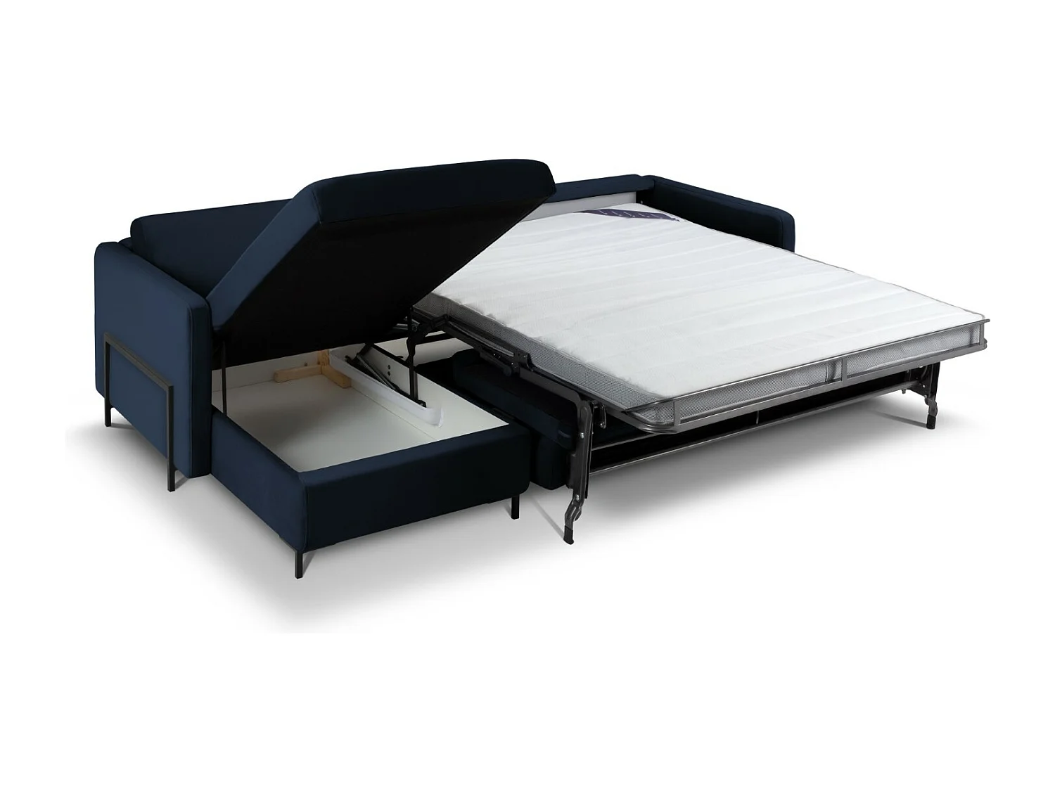 CXL by Christian Lacroix - Canapé d'angle gauche convertible "Yanis" 5 places en velours bleu roi - 280x170x80cm