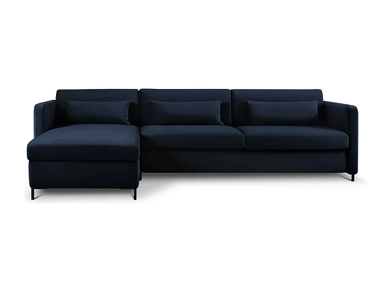 CXL by Christian Lacroix - Canapé d'angle gauche convertible "Yanis" 5 places en velours bleu roi - 280x170x80cm