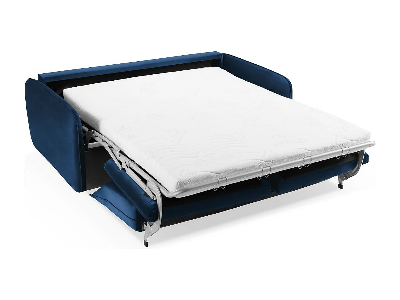 Cosmopolitan Design - 2-Sitzer ausklappbares Sofa "Vienna" aus Samt königsblau - 194x102x92cm