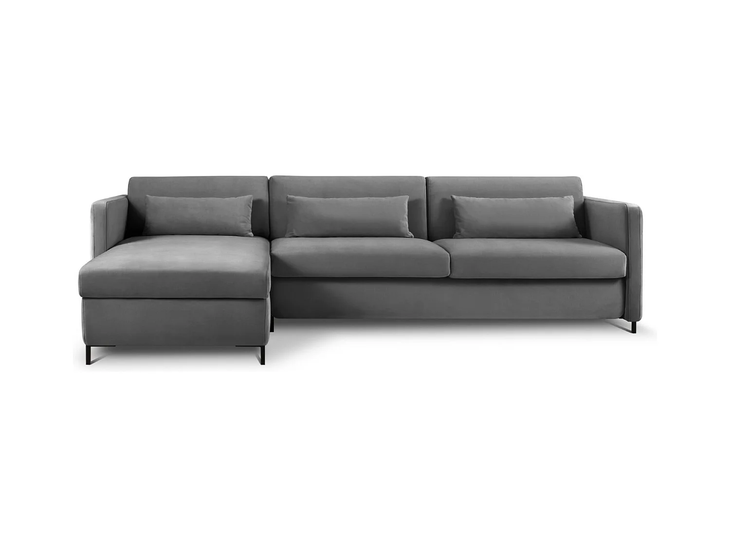 CXL by Christian Lacroix - Uitklapbare hoekbank links "Yanis" 5 zitplaatsen, Flueel, Donkergrijs - 280x170x80cm