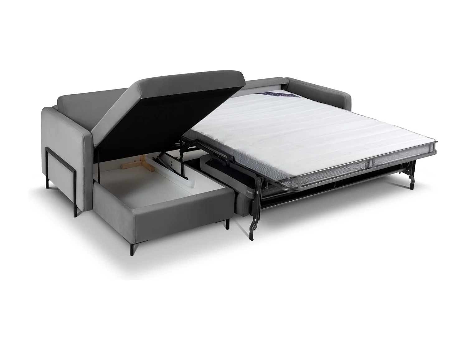 CXL by Christian Lacroix - Narożnik lewy z funkcją spania, "Yanis" 5 miejsc welur, szary ciemny - 280x170x80cm