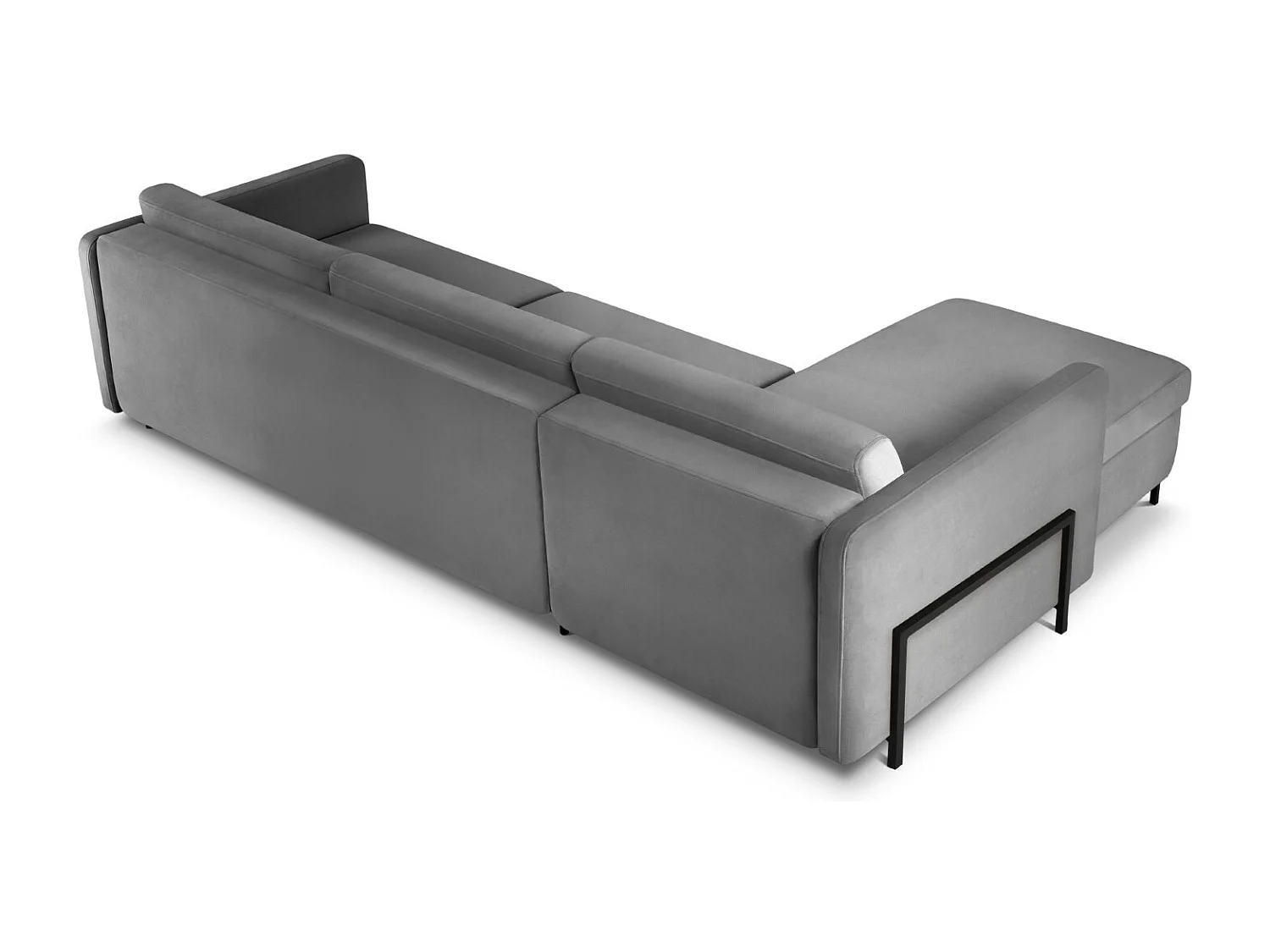 CXL by Christian Lacroix - Narożnik lewy z funkcją spania, "Yanis" 5 miejsc welur, szary ciemny - 280x170x80cm