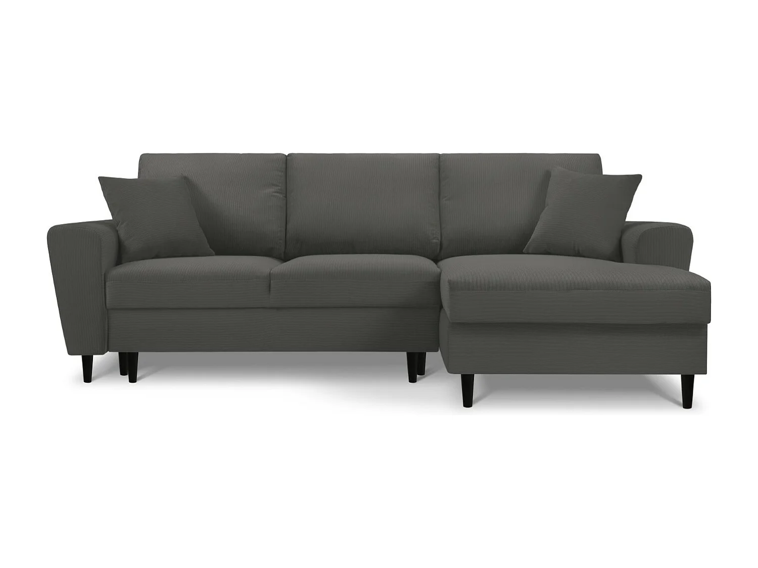 Cosmopolitan Design - Narożnik prawy rozkładany ze schowkiem, "Kyoto" 4 miejsca sztruks, szary - 241x145x88cm