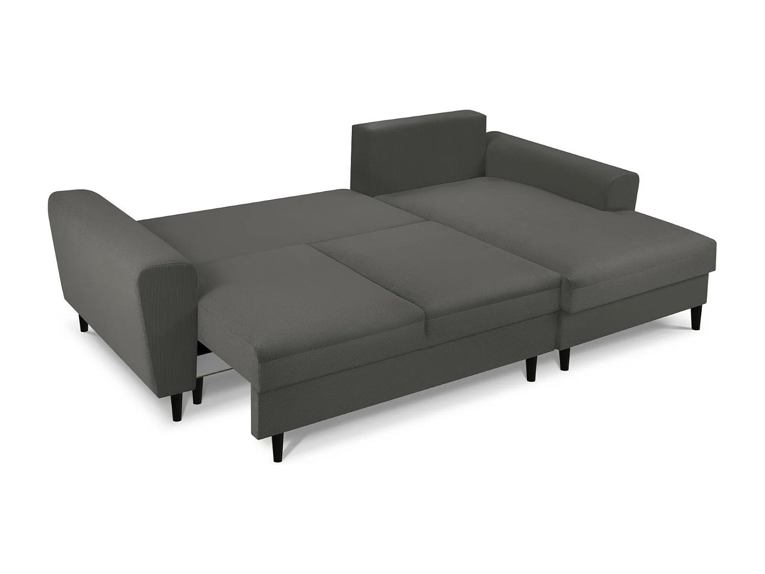 Cosmopolitan Design - Narożnik prawy rozkładany ze schowkiem, "Kyoto" 4 miejsca sztruks, szary - 241x145x88cm