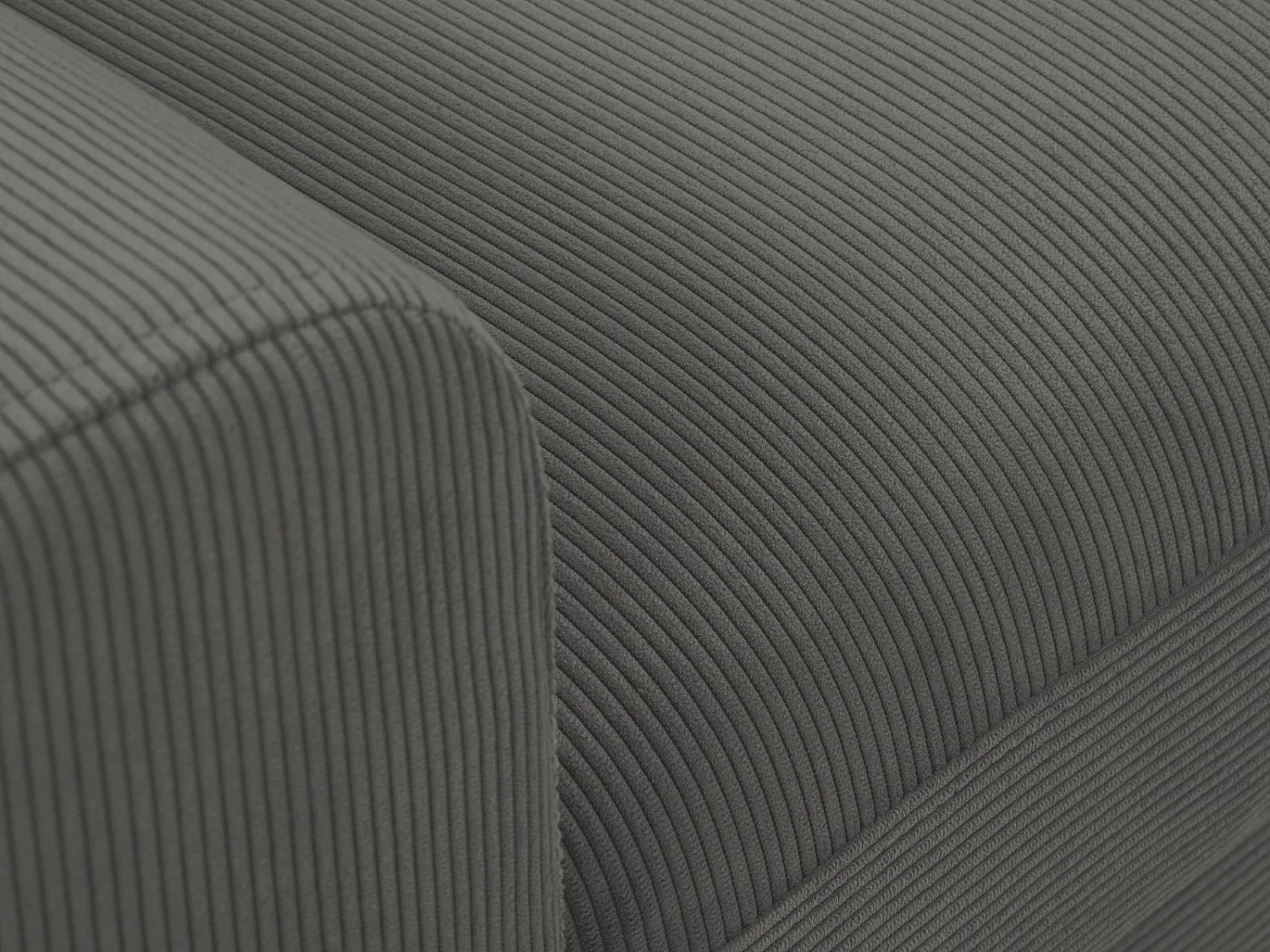 Cosmopolitan Design - Canapé d'angle droit convertible avec coffre de rangement "Kyoto" 4 places en velours côtelé gris - 241x145x88cm