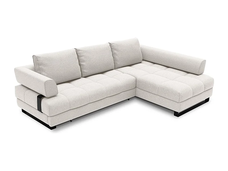 Cosmopolitan Design - Canapé d'angle droit convertible avec coffre de rangement "Clinton" 5 places en tissu structurel gris clair - 272x173x89cm