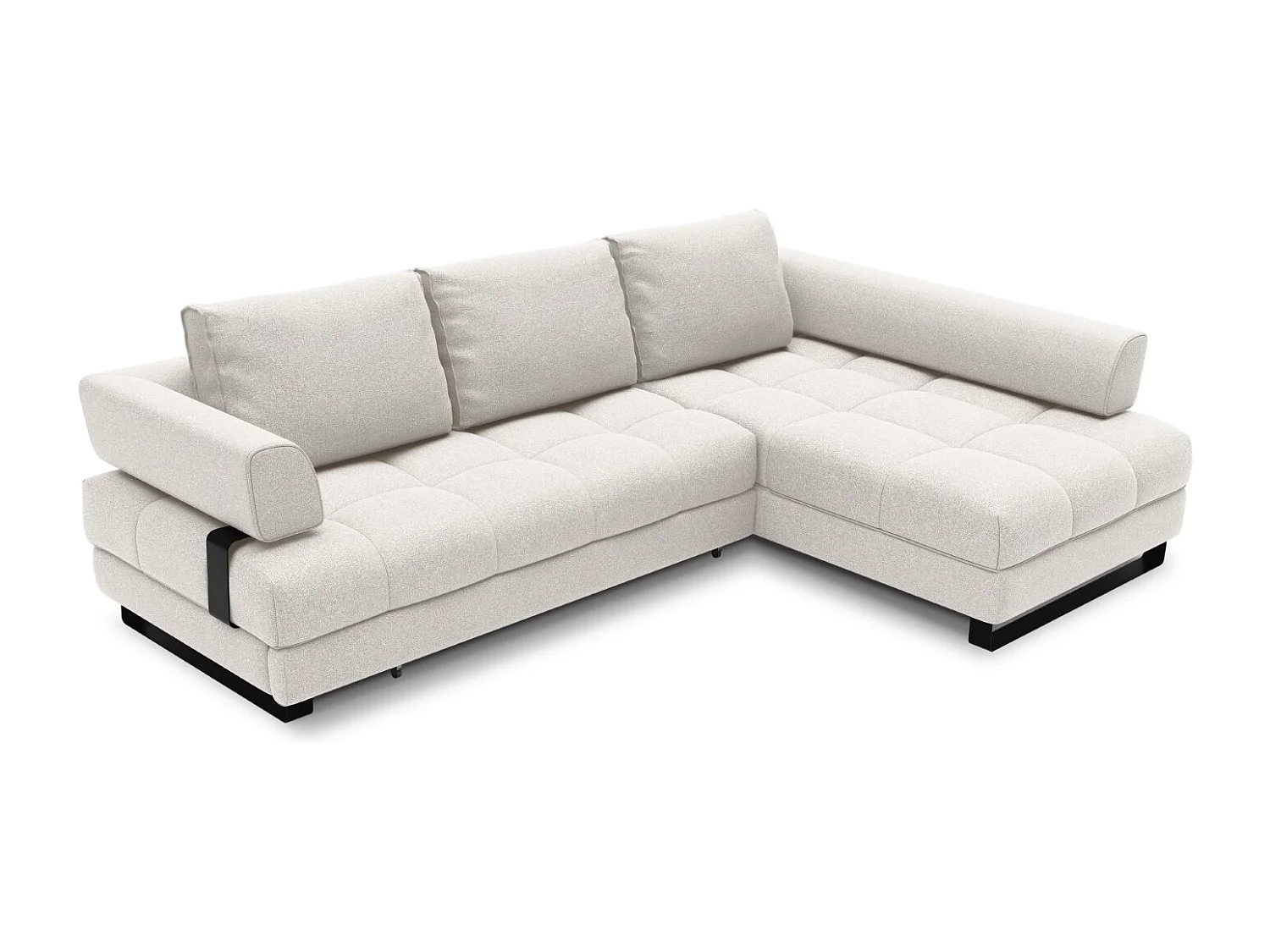 Cosmopolitan Design - Converteerbare hoekbank rechts met opbergdoos "Clinton" 5 zitplaatsen, Structurele stof, Lichtgrijs - 272x173x89cm