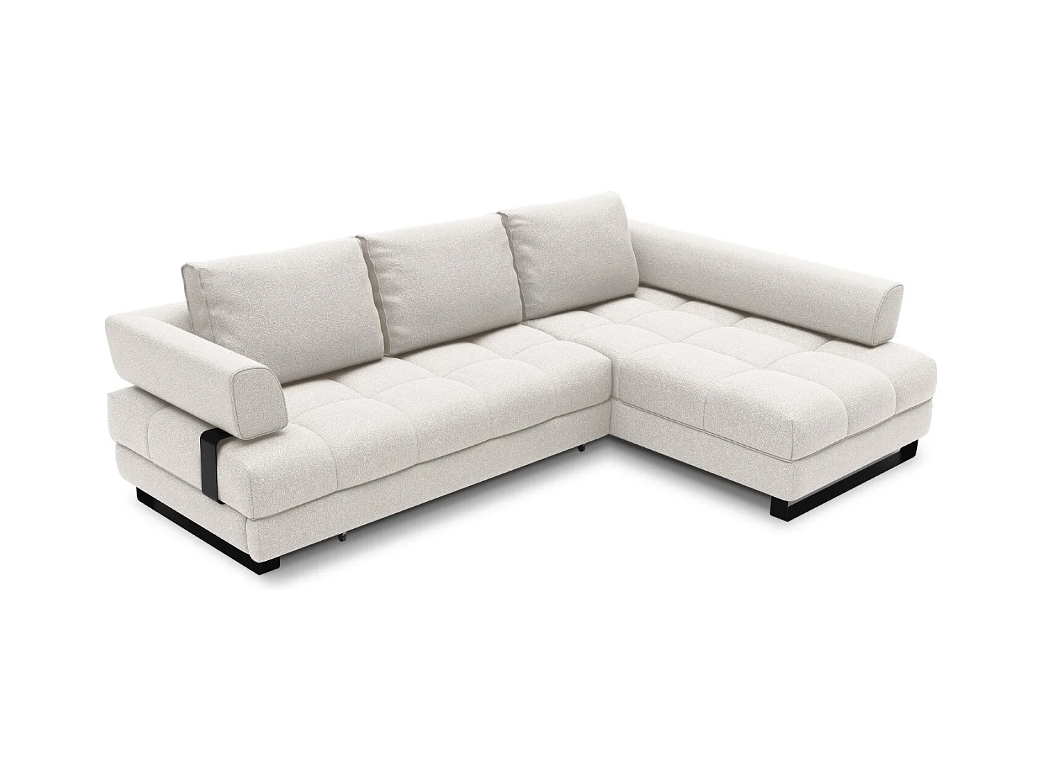 Cosmopolitan Design - Converteerbare hoekbank rechts met opbergdoos "Clinton" 5 zitplaatsen, Structurele stof, Lichtgrijs - 272x173x89cm