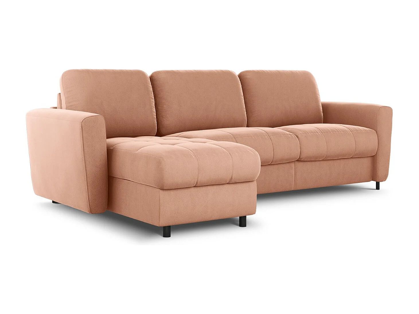 CXL by Christian Lacroix - Canapé d'angle gauche convertible avec coffre de rangement "Audra" 4 places en velours rose - 270x170x88cm