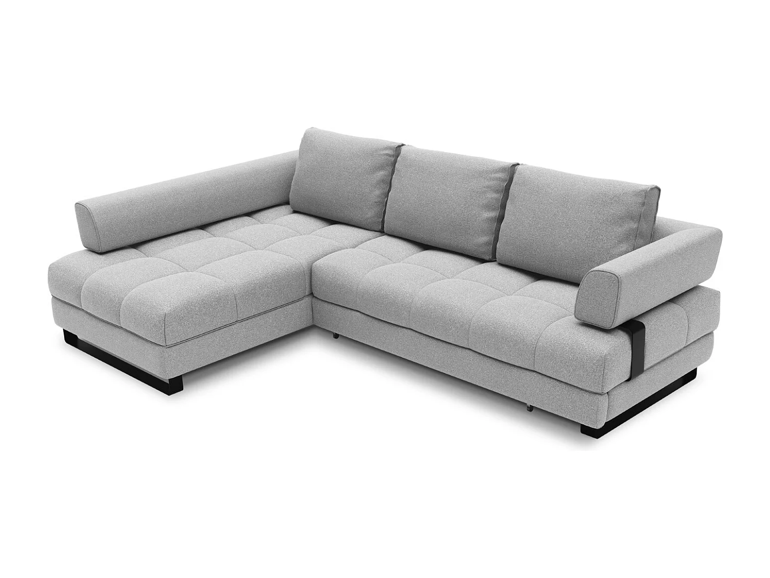 Cosmopolitan Design - 5-Sitzer ausklappbares Ecksofa links mit Container "Clinton" aus strukturiertem Stoff grau - 272x173x89cm