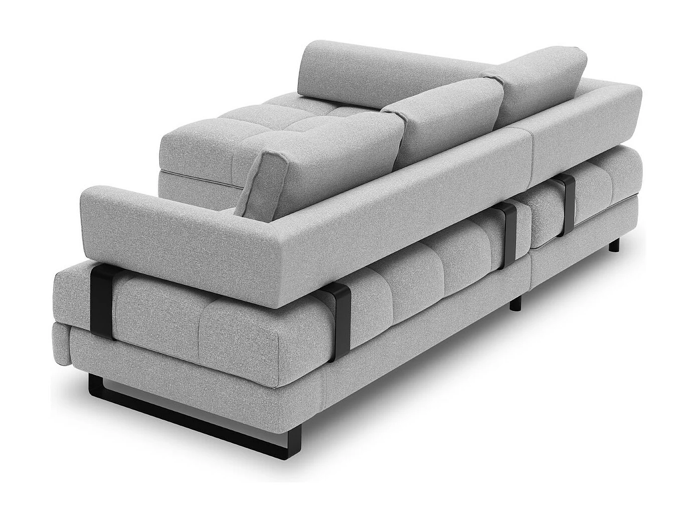 Cosmopolitan Design - 5-Sitzer ausklappbares Ecksofa links mit Container "Clinton" aus strukturiertem Stoff grau - 272x173x89cm