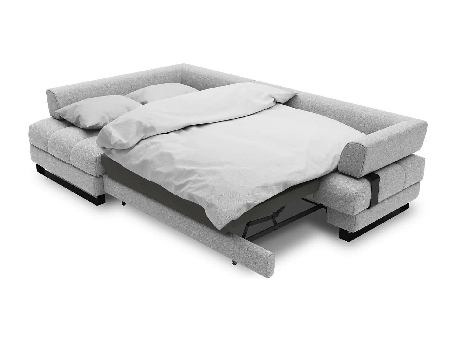 Cosmopolitan Design - 5-Sitzer ausklappbares Ecksofa links mit Container "Clinton" aus strukturiertem Stoff grau - 272x173x89cm