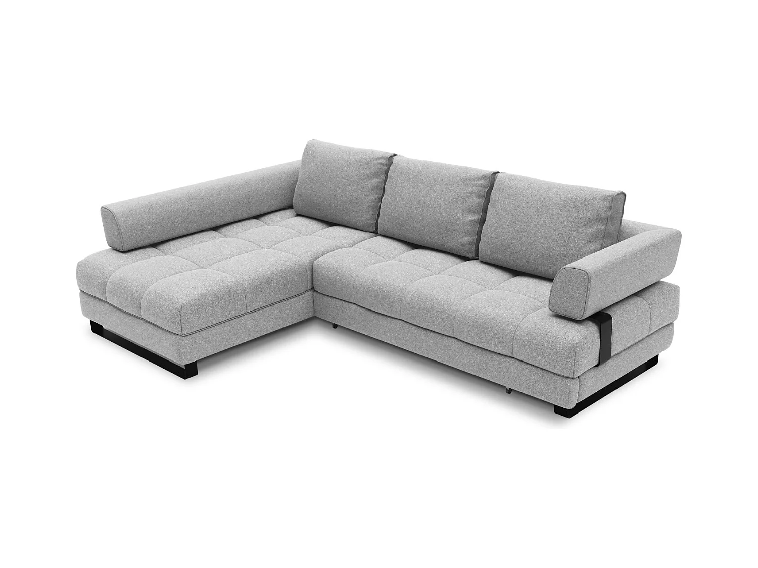 Cosmopolitan Design - Canapé d'angle gauche convertible avec coffre de rangement "Clinton" 5 places en tissu structurel gris - 272x173x89cm