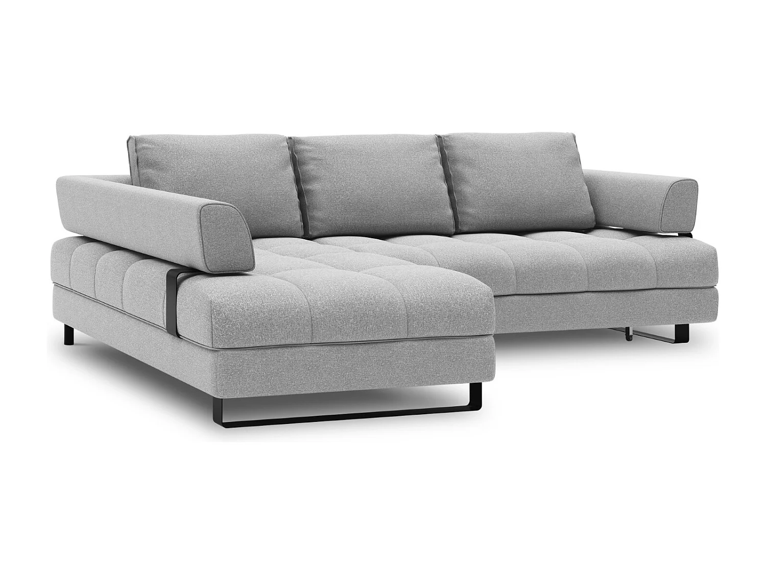 Cosmopolitan Design - Narożnik lewy rozkładany ze schowkiem, "Clinton" 5 miejsc tkanina strukturalna, szary - 272x173x89cm