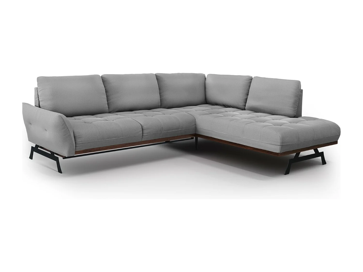 CXL by Christian Lacroix - Narożnik prawy z funkcją spania, "Olivier" 5 miejsc tkanina strukturalna, szary - 262x204x87cm