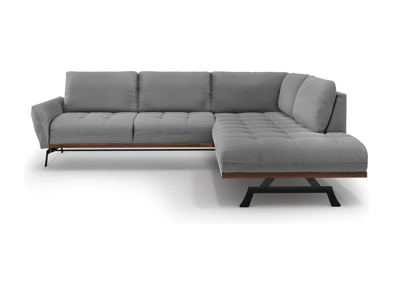 CXL by Christian Lacroix - Narożnik prawy z funkcją spania, "Olivier" 5 miejsc tkanina strukturalna, szary - 262x204x87cm