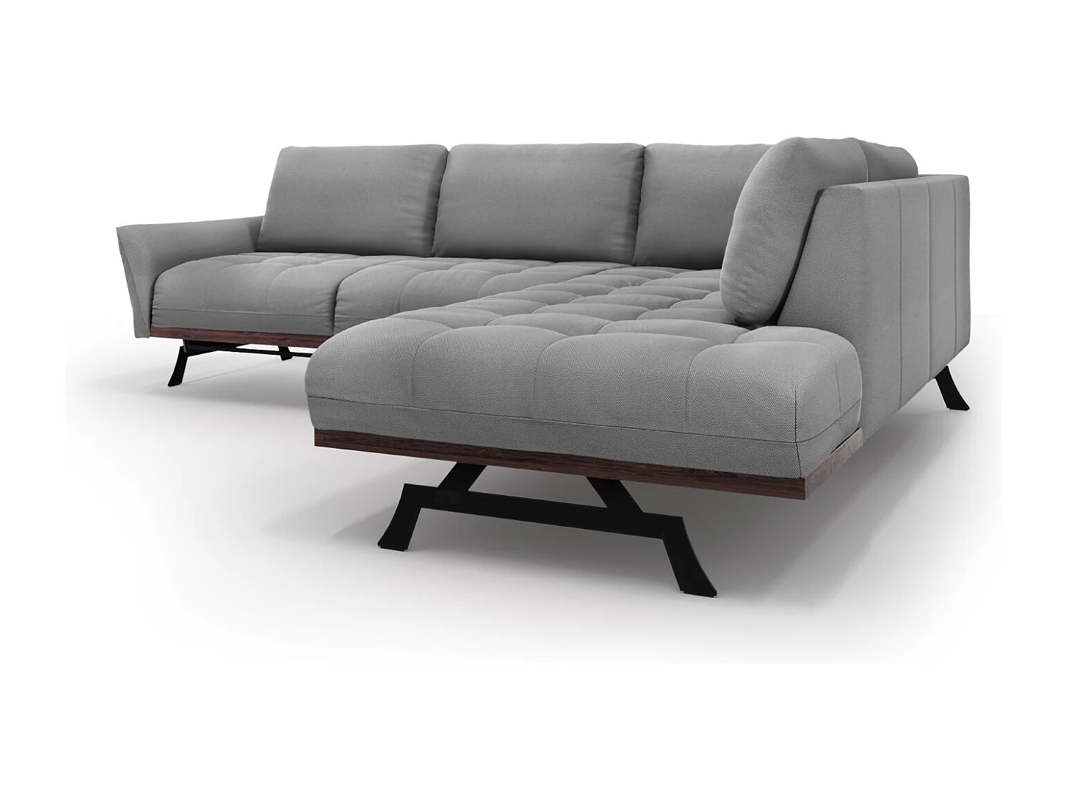 CXL by Christian Lacroix - Narożnik prawy z funkcją spania, "Olivier" 5 miejsc tkanina strukturalna, szary - 262x204x87cm