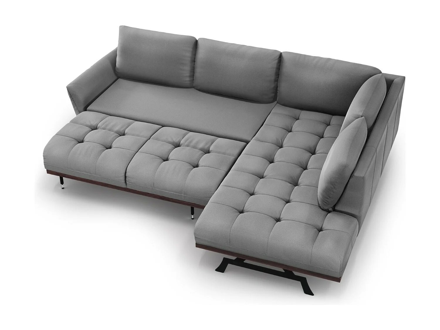 CXL by Christian Lacroix - Narożnik prawy z funkcją spania, "Olivier" 5 miejsc tkanina strukturalna, szary - 262x204x87cm