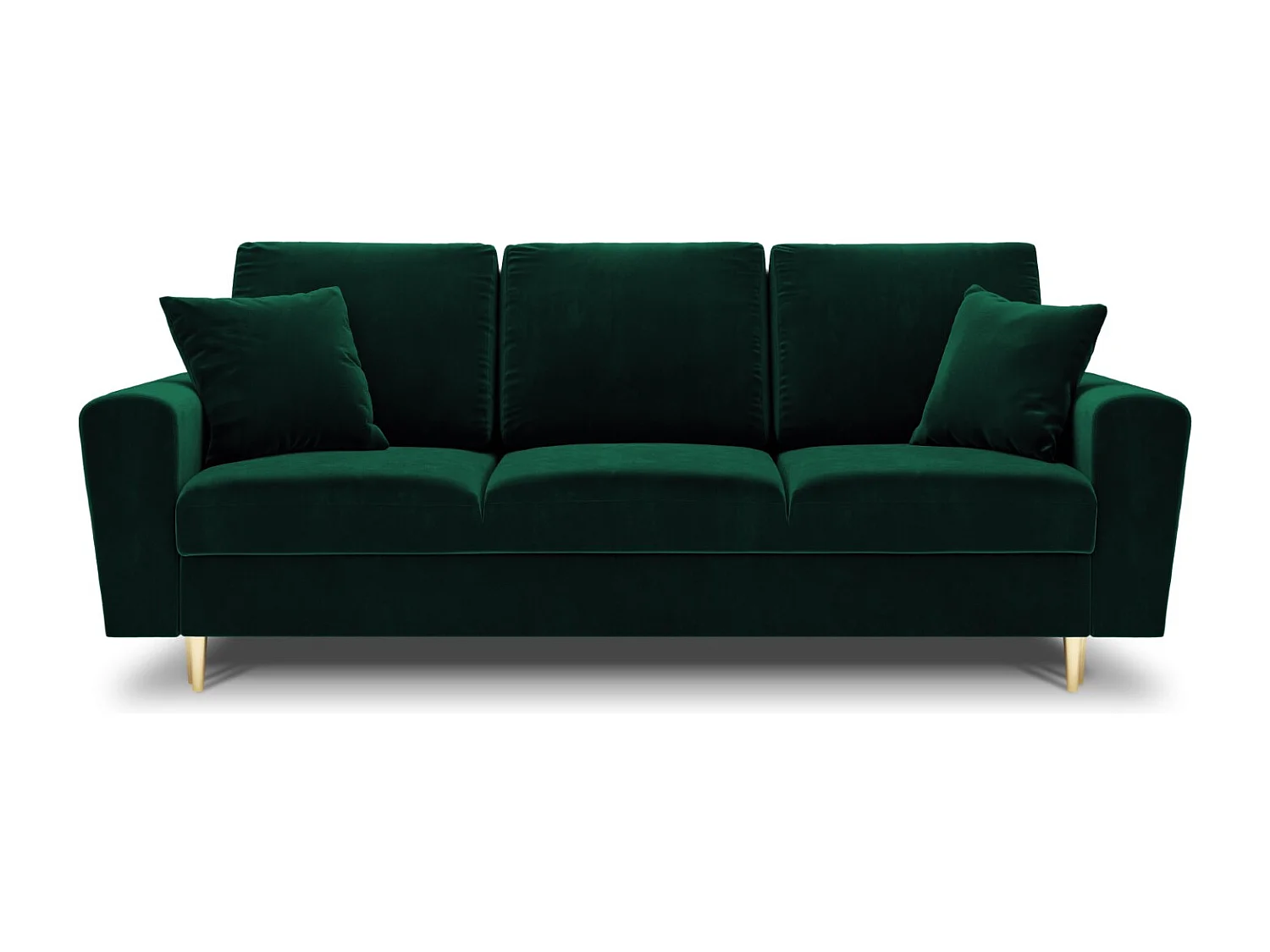 Cosmopolitan Design - 3-Sitzer ausklappbares Sofa mit Bettkasten "Kyoto" aus Samt flaschengrün - 235x100x88cm