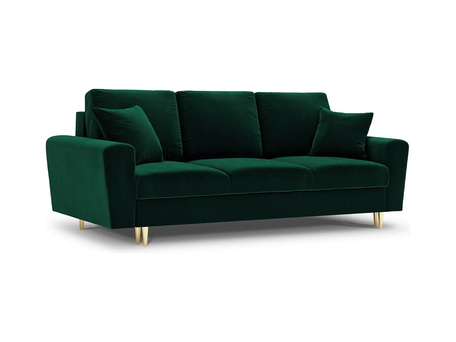 Cosmopolitan Design - Canapé convertible avec coffre de rangement "Kyoto" 3 places en velours vert bouteille - 235x100x88cm