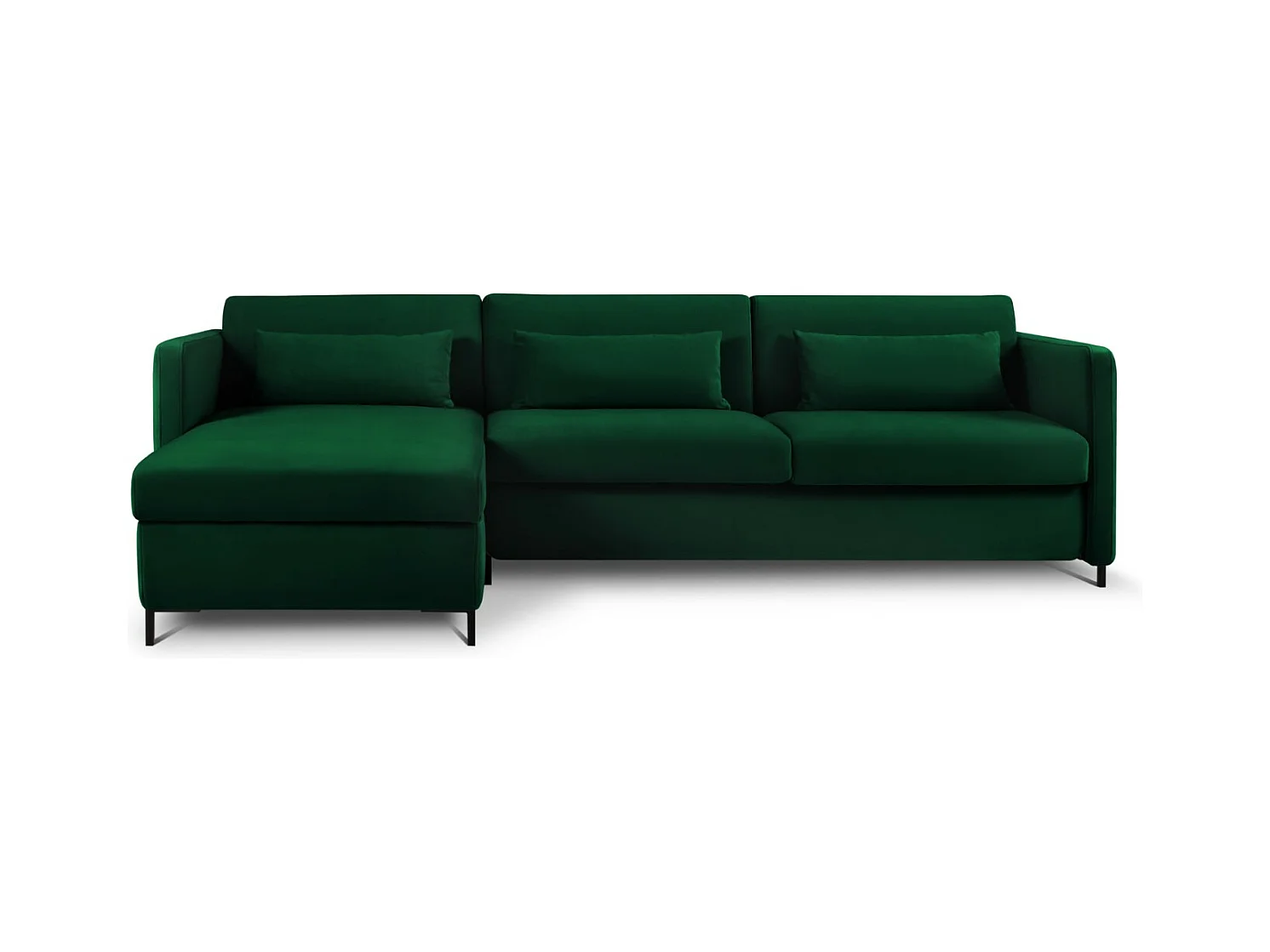 CXL by Christian Lacroix - Uitklapbare hoekbank links "Yanis" 4 zitplaatsen, Flueel, Flessengroen - 260x170x80cm