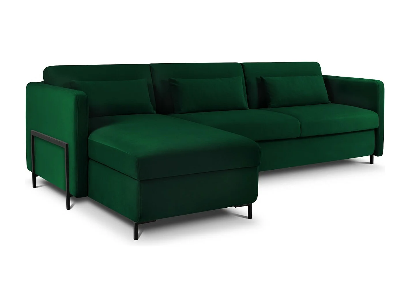 CXL by Christian Lacroix - Canapé d'angle gauche convertible "Yanis" 4 places en velours vert bouteille - 260x170x80cm