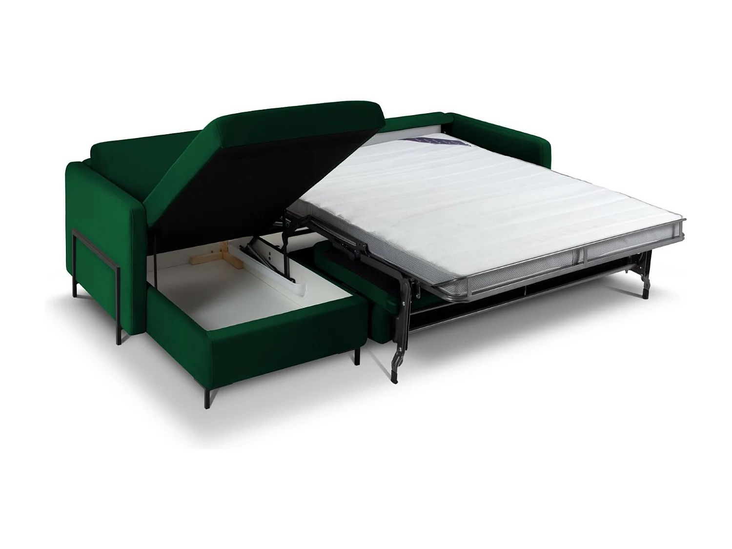 CXL by Christian Lacroix - Canapé d'angle gauche convertible "Yanis" 4 places en velours vert bouteille - 260x170x80cm