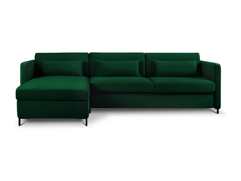 CXL by Christian Lacroix - 4-Sitzer ausklappbares Ecksofa links "Yanis" Sitzer aus Samt flaschengrün - 260x170x80cm
