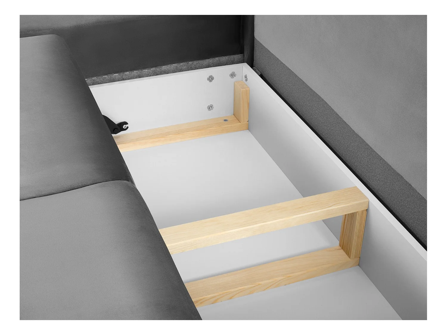 Cosmopolitan Design - Canapé d'angle gauche convertible avec coffre de rangement "Kyoto" 5 places en velours gris clair - 243x194x88cm