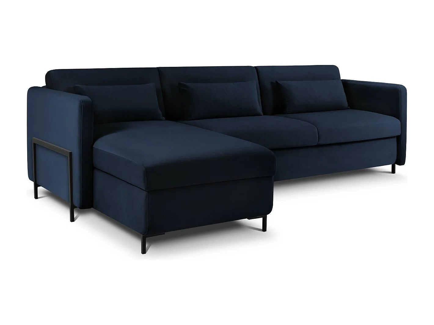 CXL by Christian Lacroix - Divano convertibile angolare sinistro "Yanis" 4 posti in velluto blu reale - 260x170x80cm