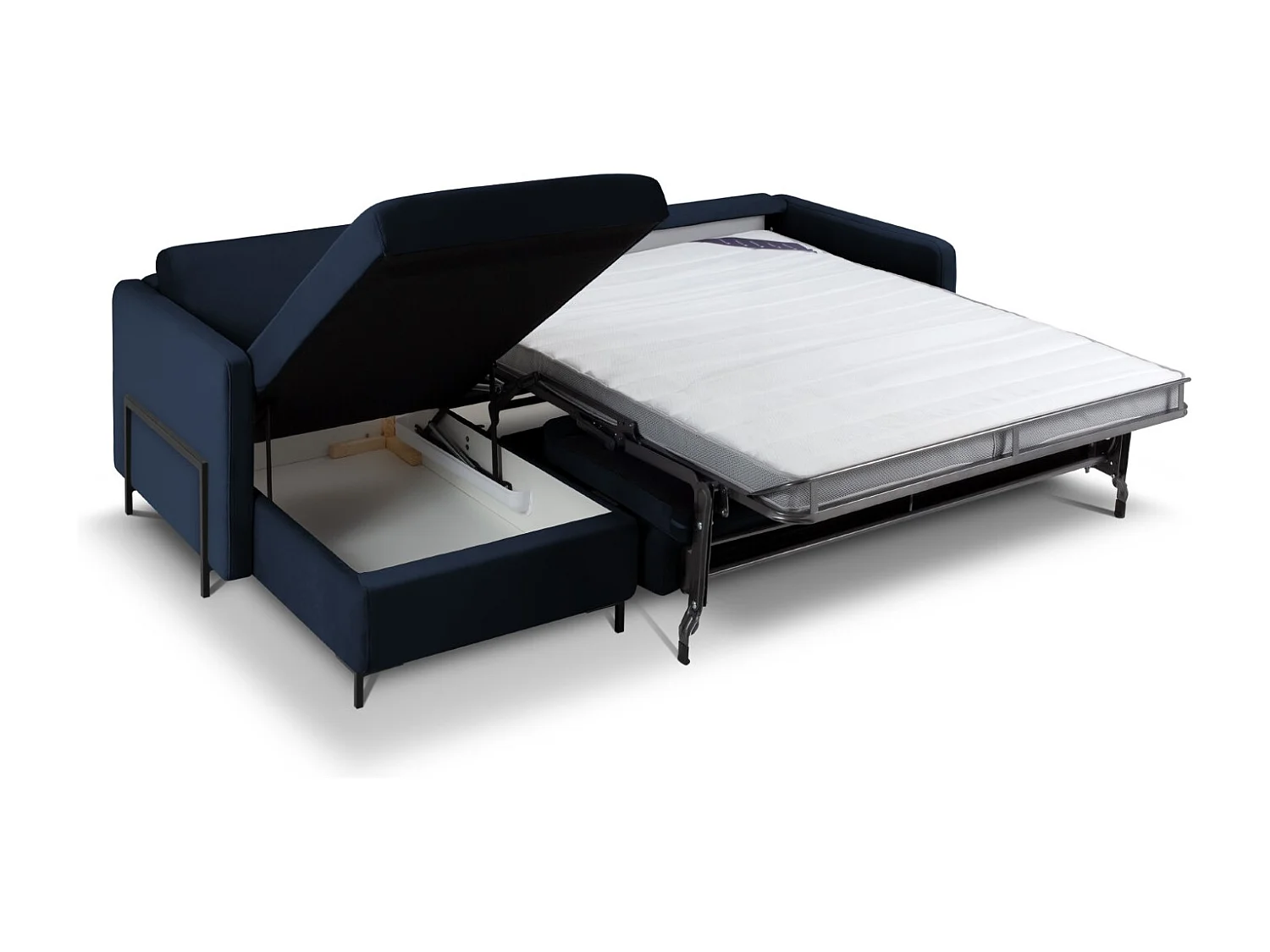 CXL by Christian Lacroix - Divano convertibile angolare sinistro "Yanis" 4 posti in velluto blu reale - 260x170x80cm