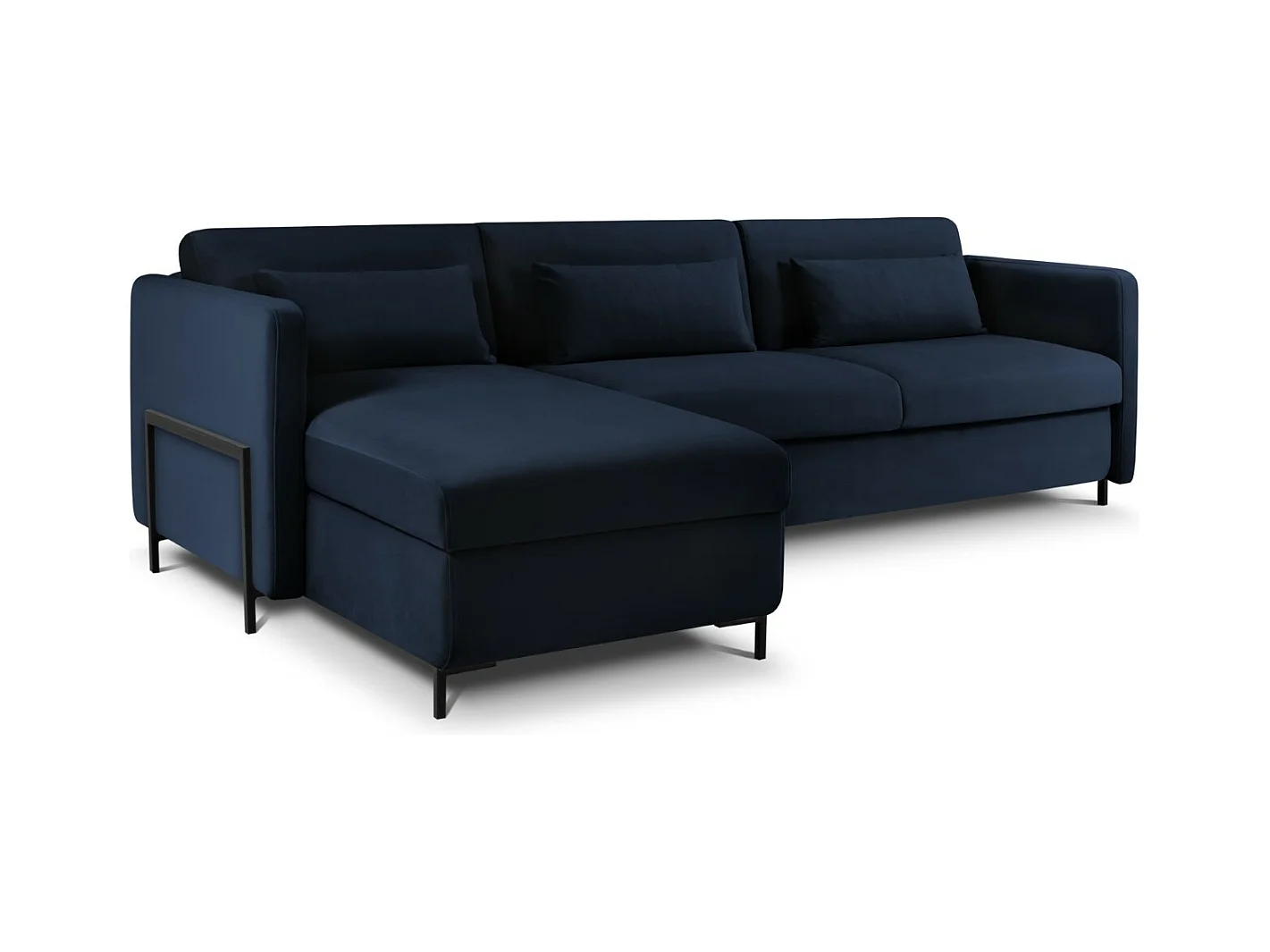 CXL by Christian Lacroix - 4-Sitzer ausklappbares Ecksofa links "Yanis" Sitzer aus Samt königsblau - 260x170x80cm