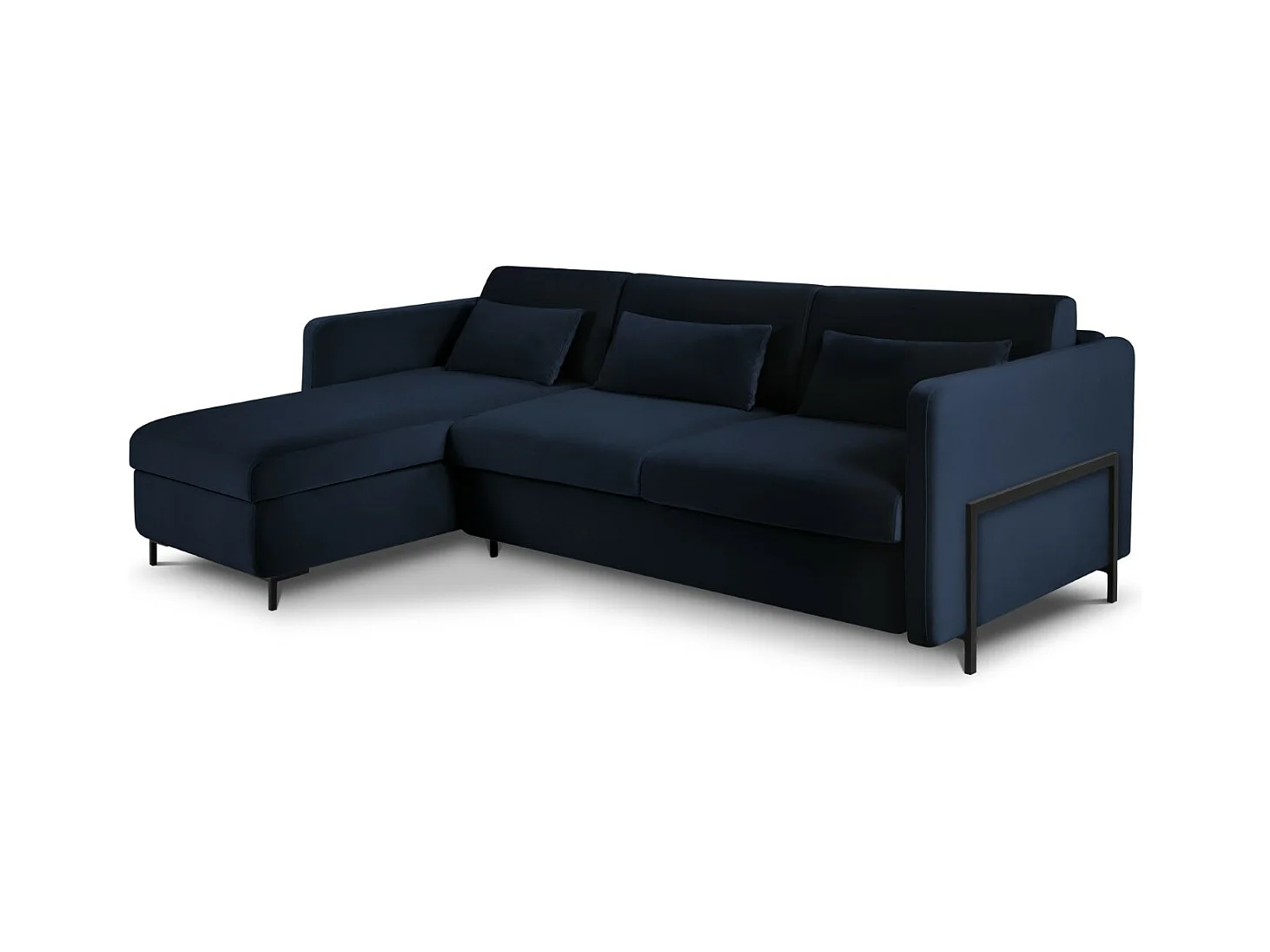 CXL by Christian Lacroix - 4-Sitzer ausklappbares Ecksofa links "Yanis" Sitzer aus Samt königsblau - 260x170x80cm