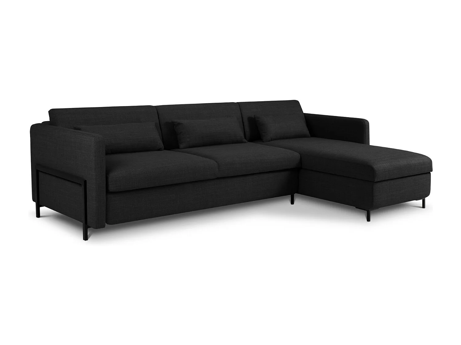 CXL by Christian Lacroix - Converteerbare hoekbank rechts met opbergdoos "Yanis" 5 zitplaatsen, Structurele stof, Donkergrijs - 280x170x80cm