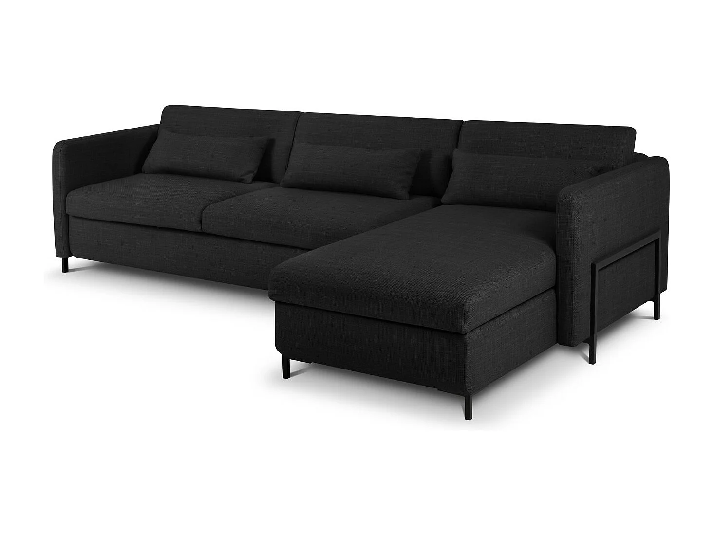 CXL by Christian Lacroix - Converteerbare hoekbank rechts met opbergdoos "Yanis" 5 zitplaatsen, Structurele stof, Donkergrijs - 280x170x80cm