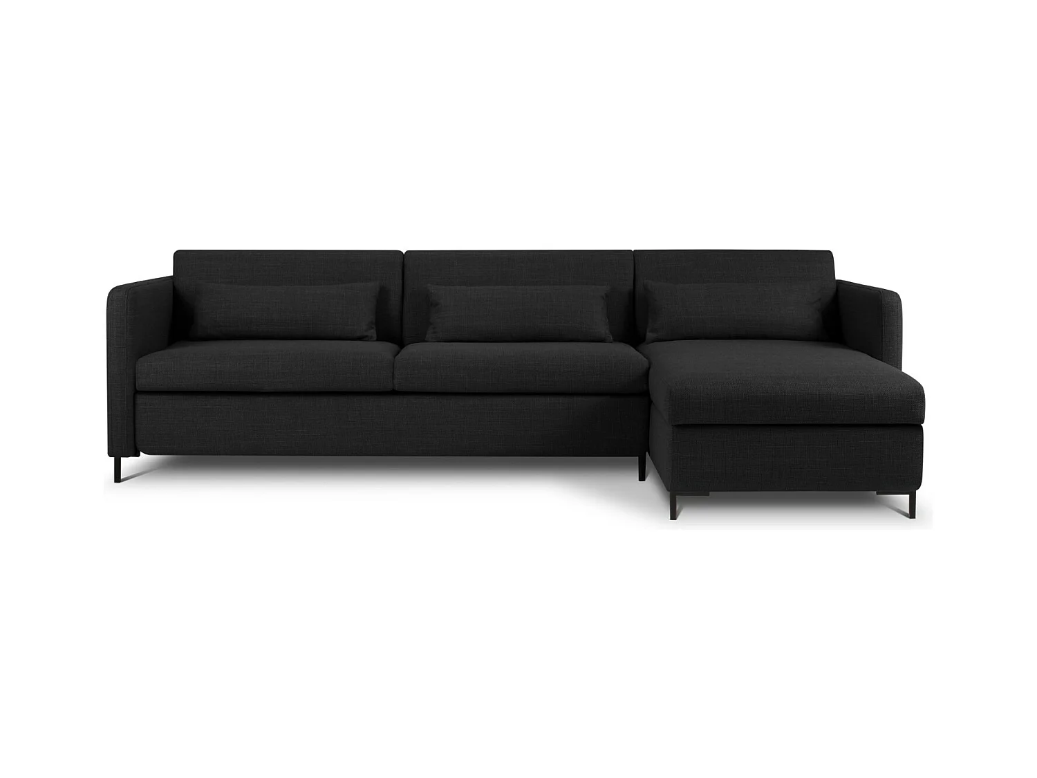 CXL by Christian Lacroix - Canapé d'angle droit convertible avec coffre de rangement "Yanis" 5 places en tissu structurel gris foncé - 280x170x80cm