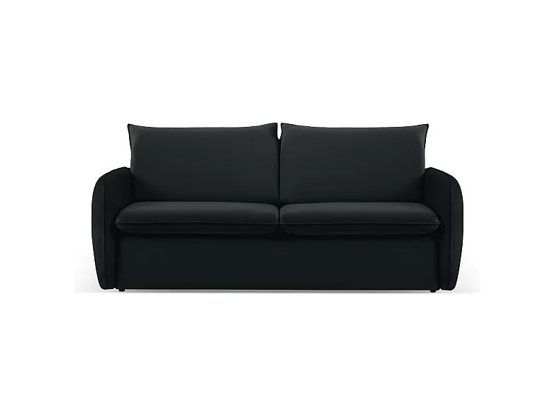 Cosmopolitan Design - 2-Sitzer ausklappbares Sofa "Vienna" aus Samt schwarz - 194x102x92cm