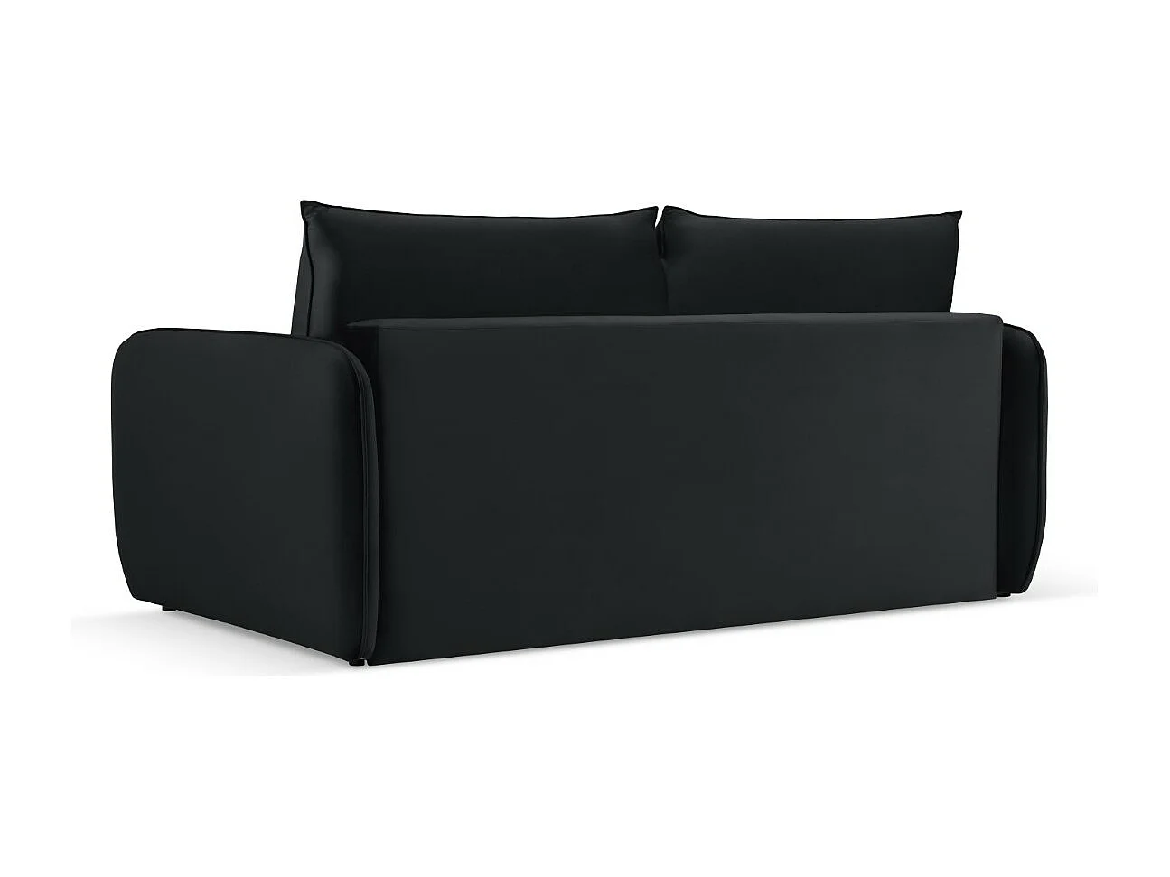 Cosmopolitan Design - Sofa z funkcją spania, "Vienna" 2 miejsca welur, czarny - 194x102x92cm