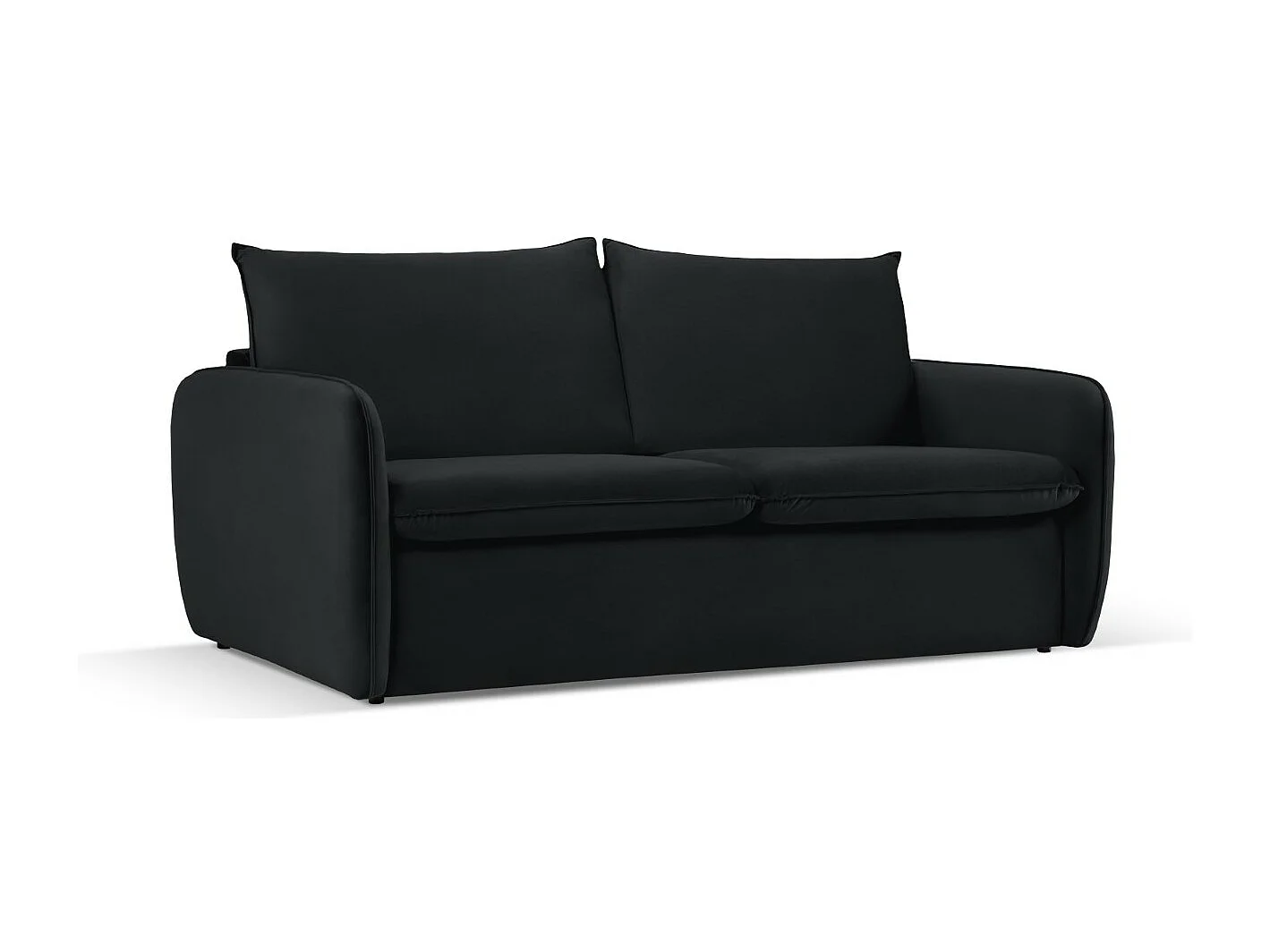 Cosmopolitan Design - Sofa z funkcją spania, "Vienna" 2 miejsca welur, czarny - 194x102x92cm