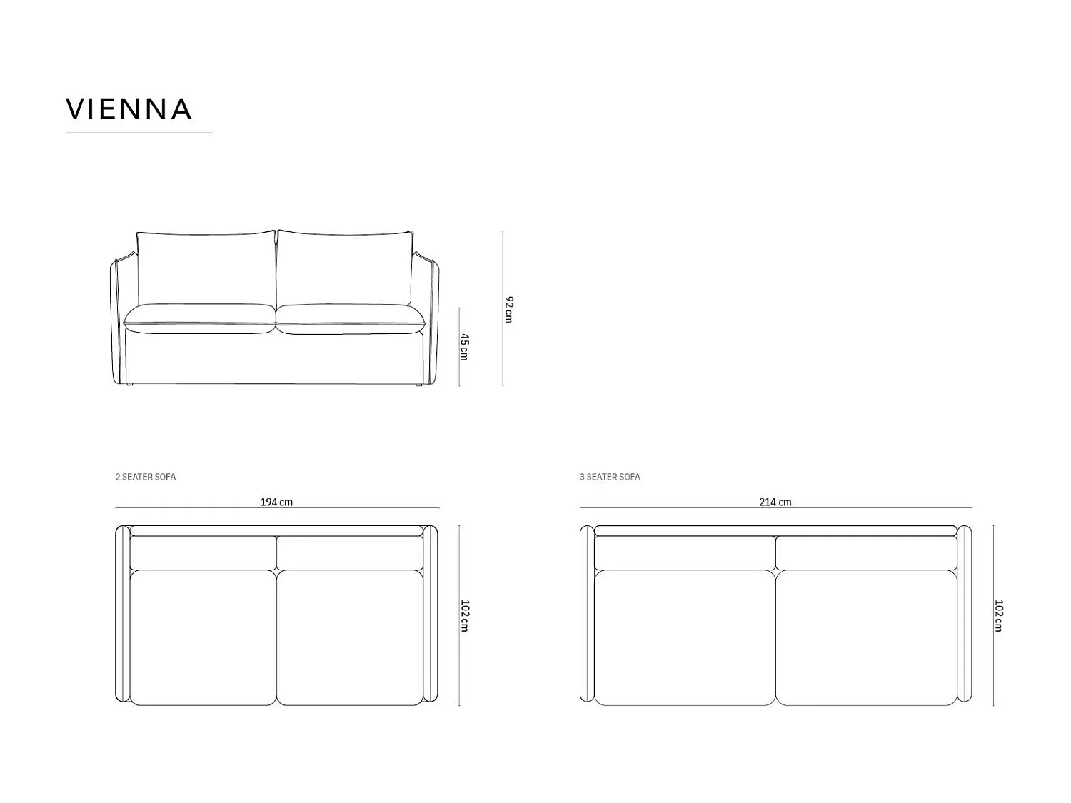 Cosmopolitan Design - Canapé convertible "Vienna" 2 places en velours noir - 194x102x92cm