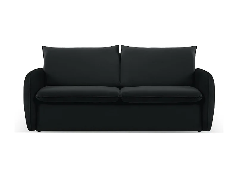 Cosmopolitan Design - Sofá cama "Vienna" 2 plazas de terciopelo negro - 194x102x92cm