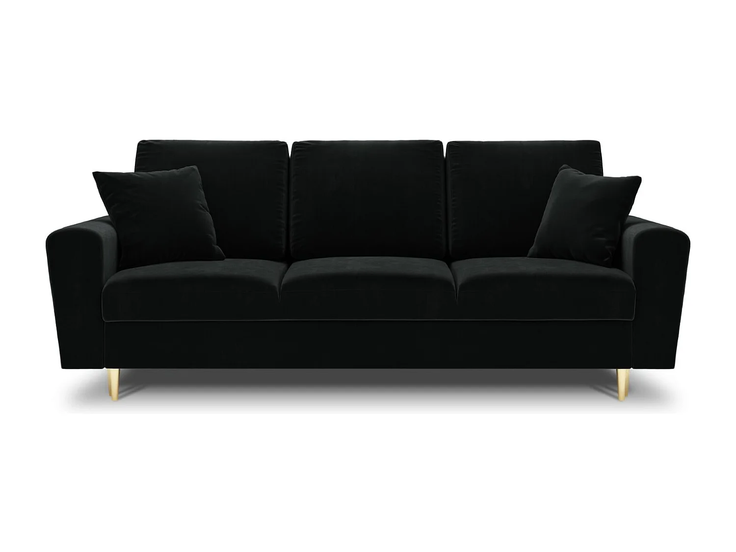 Cosmopolitan Design - Canapé convertible avec coffre de rangement "Kyoto" 3 places en velours noir - 235x100x88cm