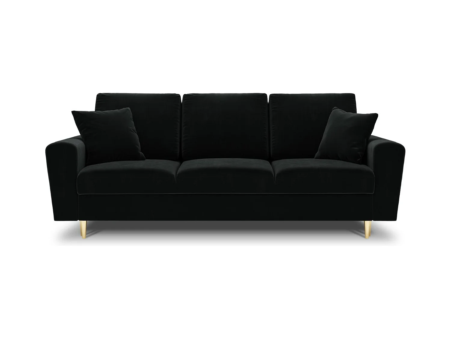 Cosmopolitan Design - Sofá cama con baúl de almacenaje "Kyoto" 3 plazas de terciopelo negro - 235x100x88cm