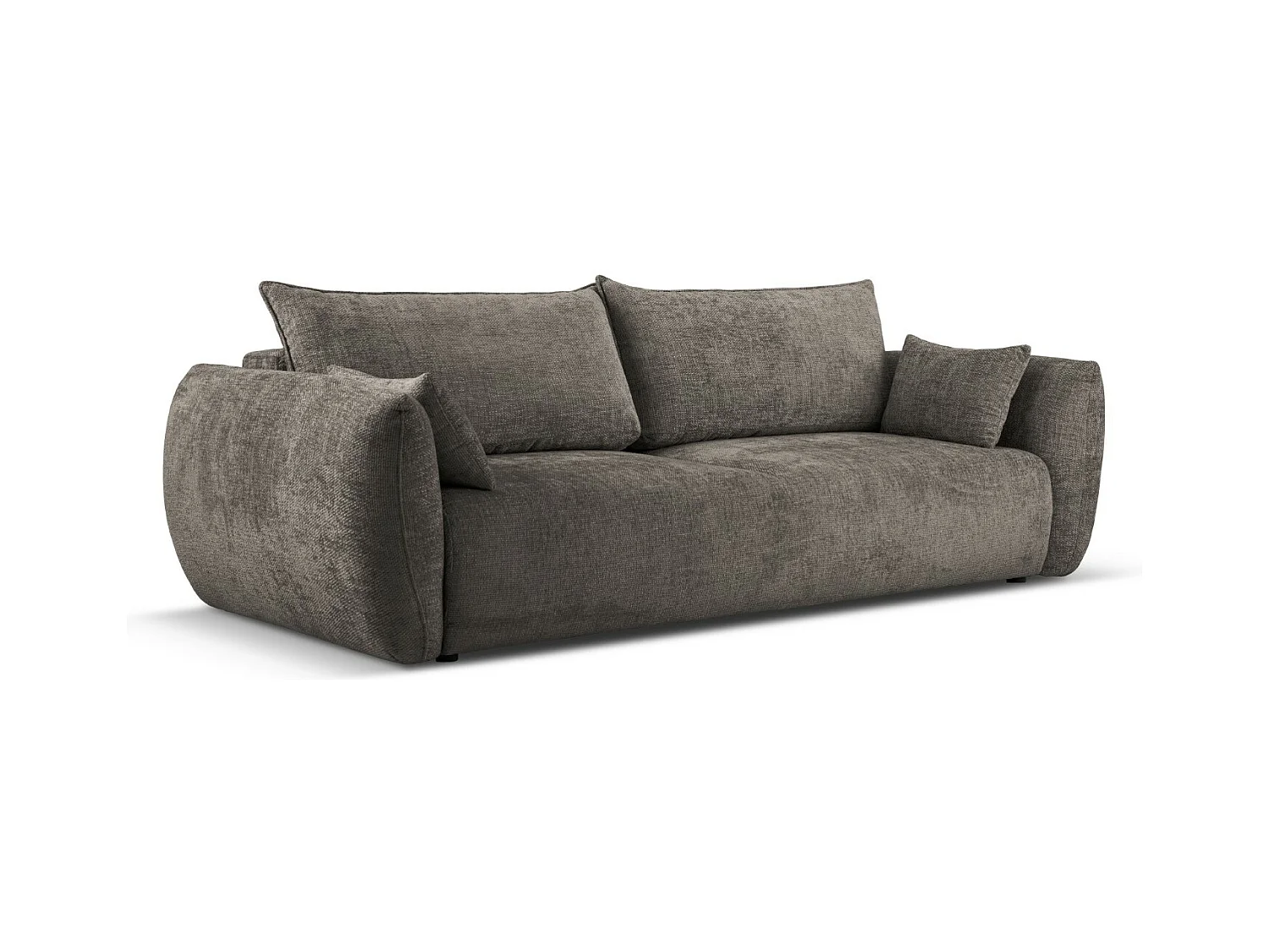 Cosmopolitan Design - 3-Sitzer ausklappbares Sofa mit Bettkasten "Matera" aus Chenille-Stoff grau - 240x108x86cm
