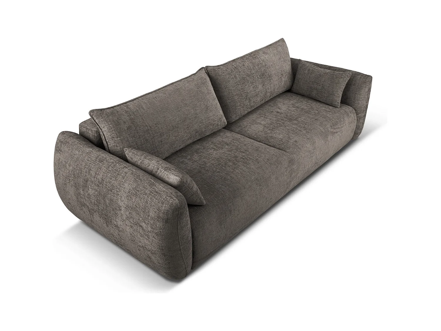 Cosmopolitan Design - 3-Sitzer ausklappbares Sofa mit Bettkasten "Matera" aus Chenille-Stoff grau - 240x108x86cm