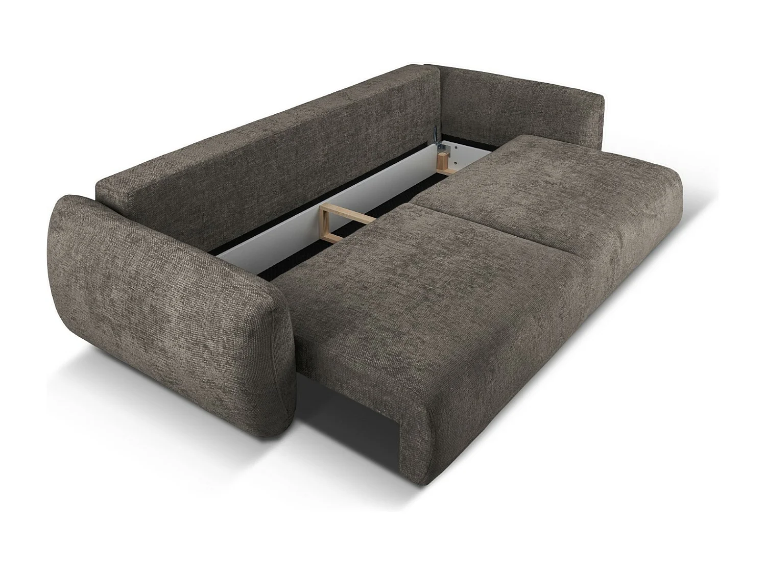 Cosmopolitan Design - Canapé convertible avec coffre de rangement "Matera" 3 places en chenille gris - 240x108x86cm