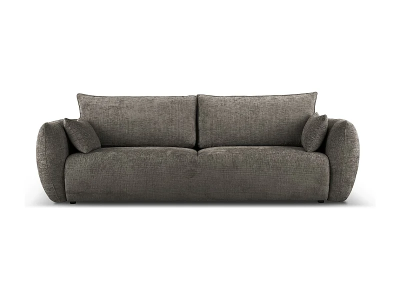 Cosmopolitan Design - Sofá-cama com compartimento de arrumação "Matera" 3 lugares em tecido chenille cinza - 240x108x86cm