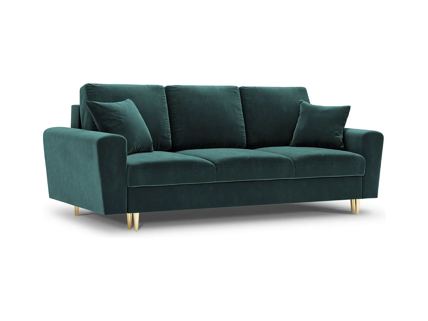 Cosmopolitan Design - Canapé convertible avec coffre de rangement "Kyoto" 3 places en velours pétrole - 235x100x88cm